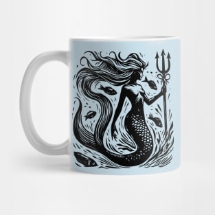 Woodcut Mermaid Mug